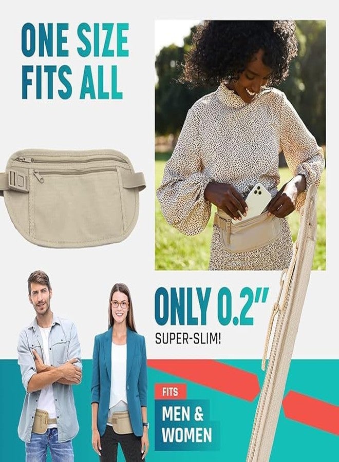 STEFLON Travel Money Belt with Hidden Waist Pocket, Waterproof Passport Holder, Double Zipper Design, Multi Color-New (Cream Money Bag) - Image 4